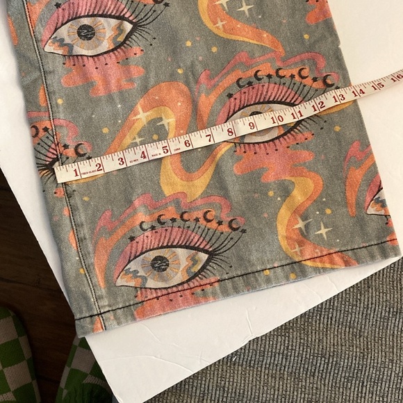 Evil eye super wide legged denim jeans button & zipper unbranded - Picture 6 of 15